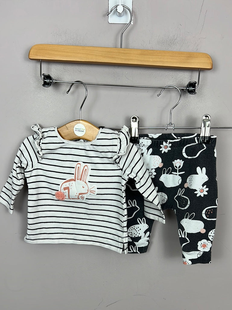 Pre loved baby Next bunny t-shirt leggings set 0-3m