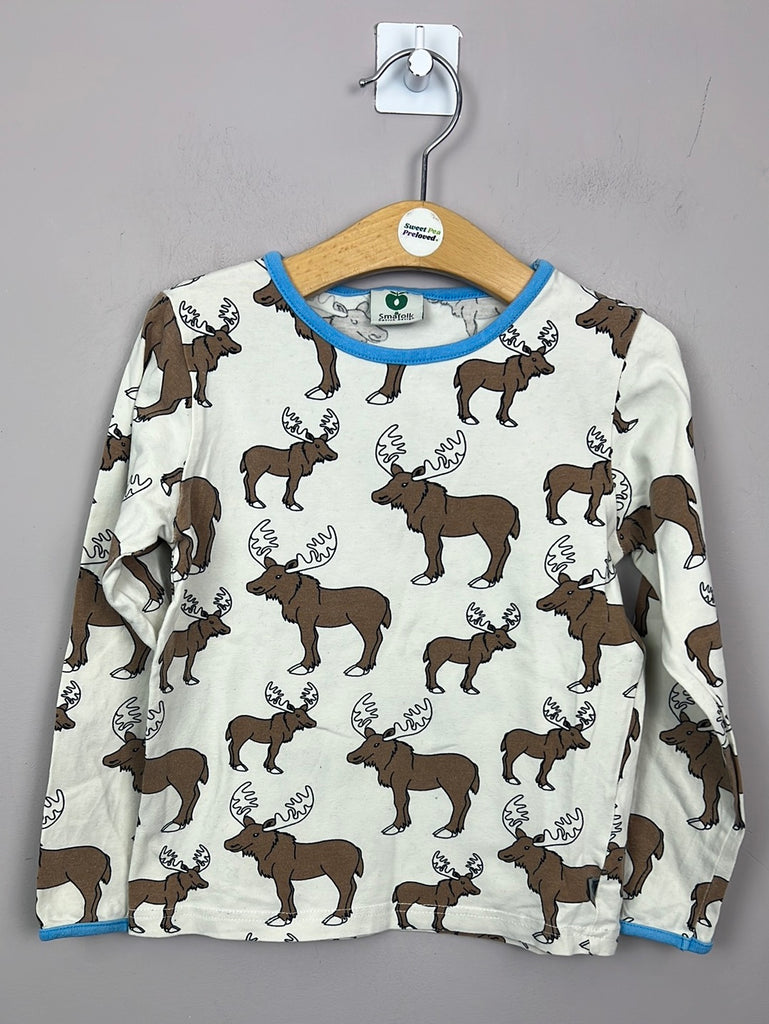 pre Loved Kids Scandi Smafolk Cream Moose Long sleeve t-shirt 5-6y