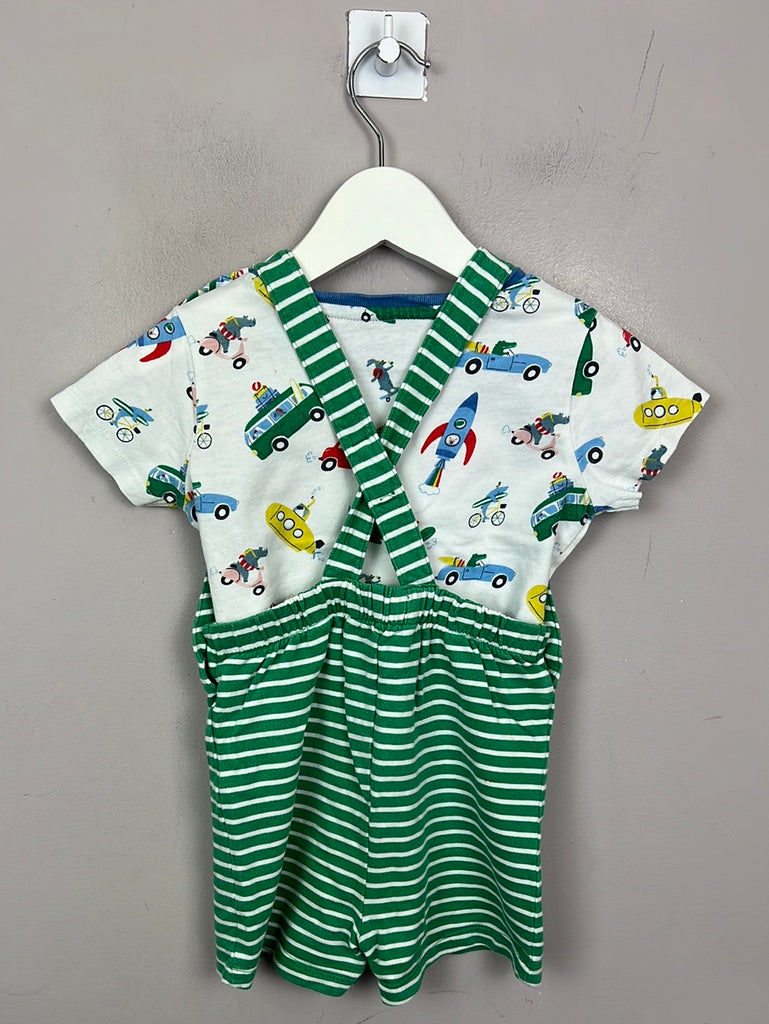 Secondhand Boden Green stripe jersey dungarees 18-24m