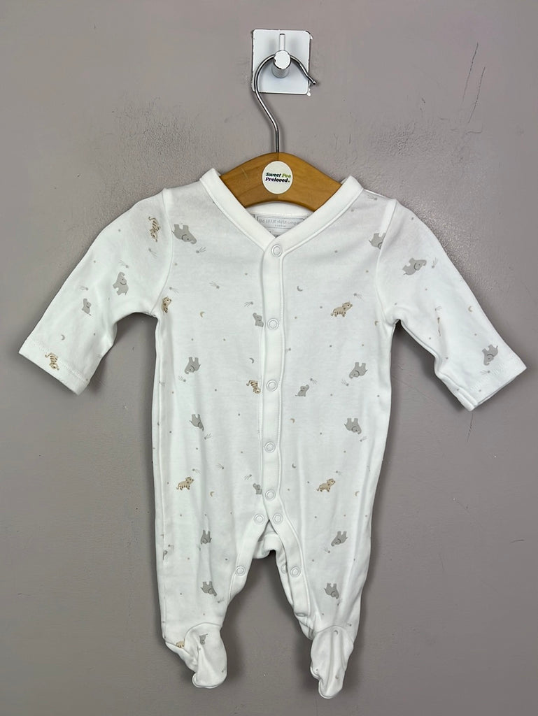 Pre Loved Baby Little White Company elephant & tiger print sleepsuit - Newborn