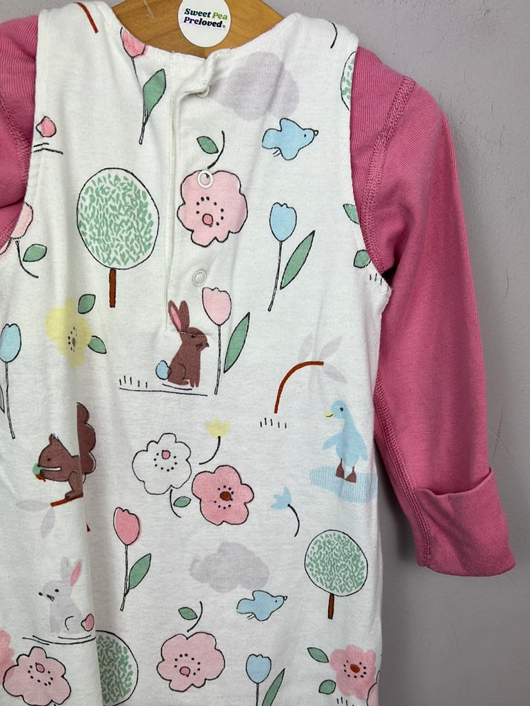 Secondhand baby M&S Squirrel park jersey dungarees 3-6m