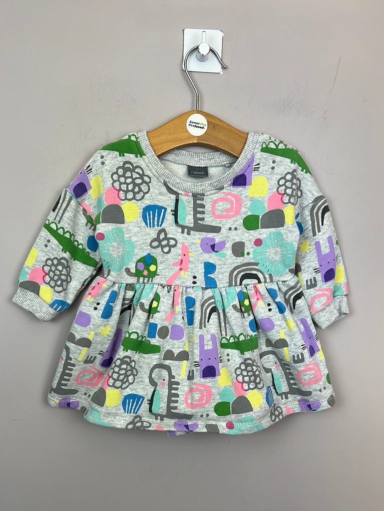 Pre loved baby Next fun print sweatshirt dress 3-6m