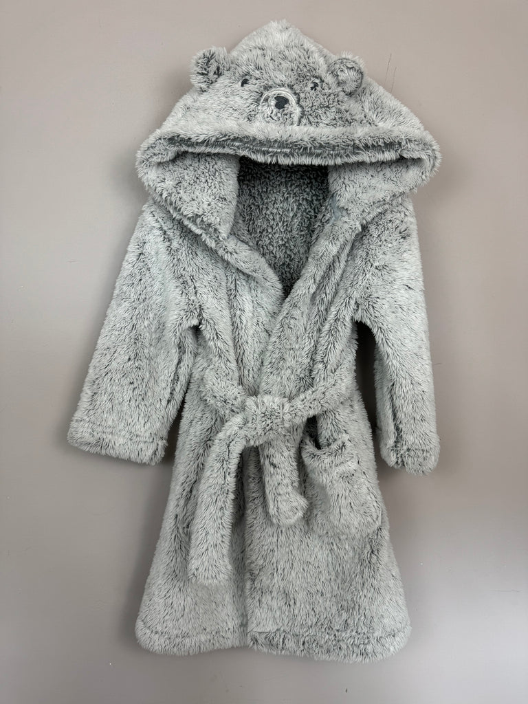 M&S Grey Bear Hooded Robe 4-5y - Sweet Pea Preloved