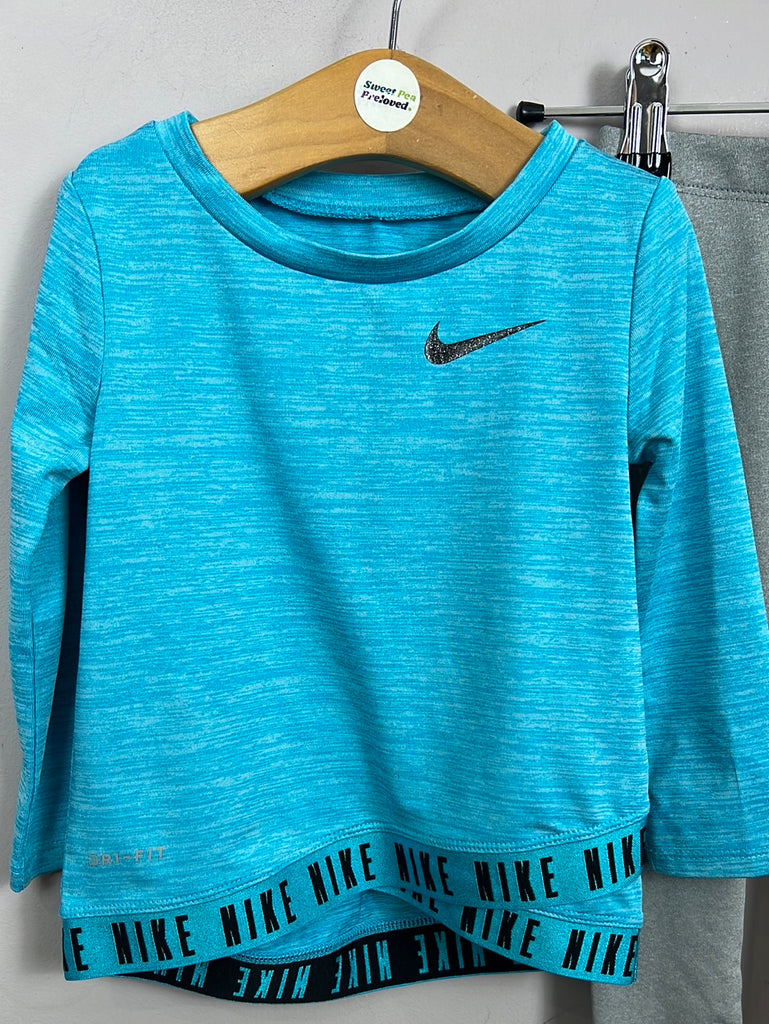 Preloved Nike Dri Fit Turquoise top & leggings 18m