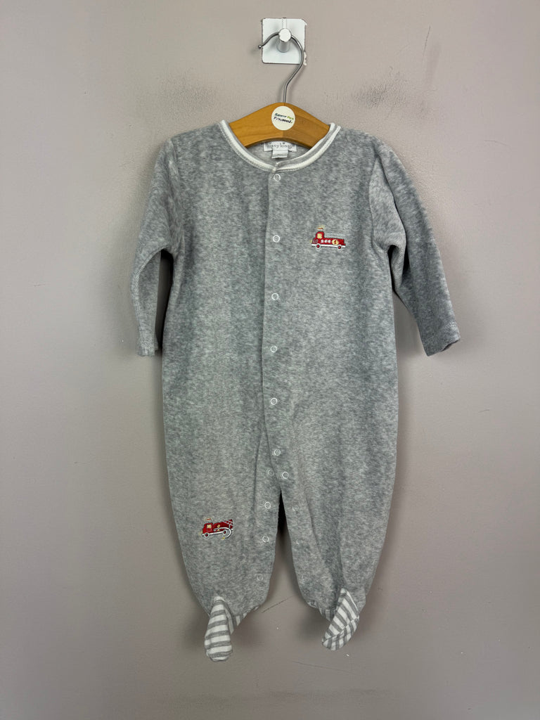 Preloved baby Kissy Kissy Grey Velour Sleepsuit 9m -sweet pea preloved clothes 