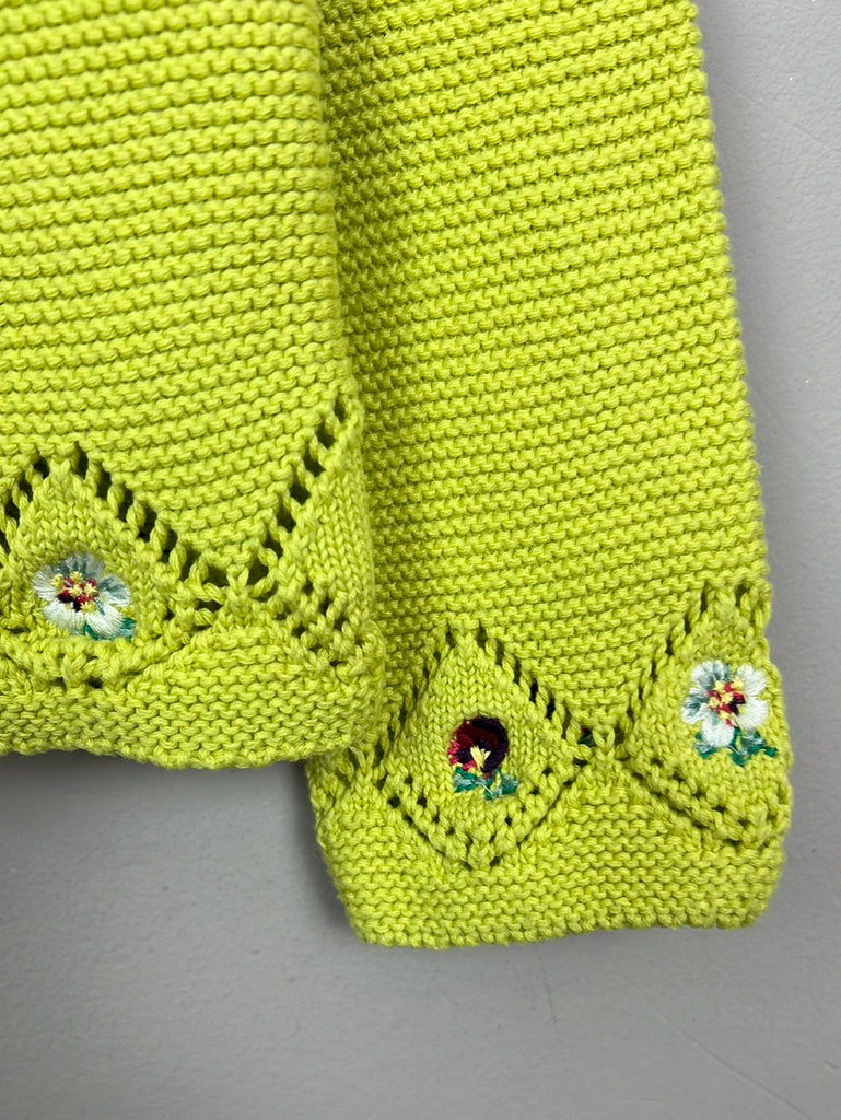 Secondhand baby Next lime embroidered cardigan 9-12m