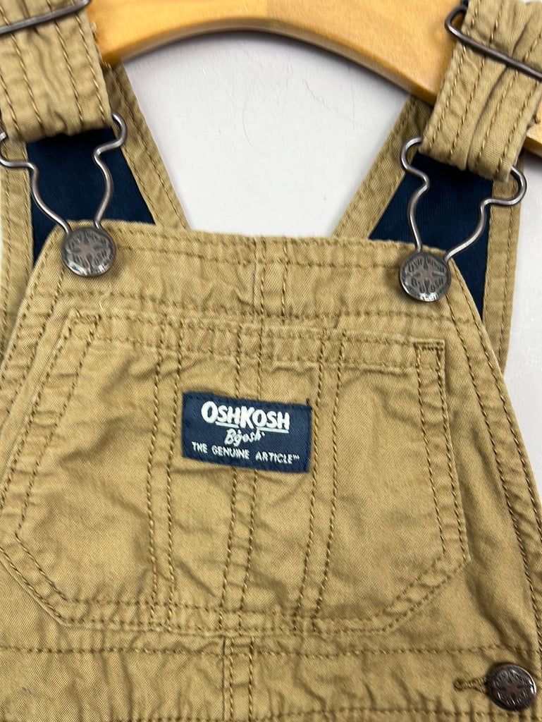 Secondhand Baby Oshkosh tan lined dungarees 6m