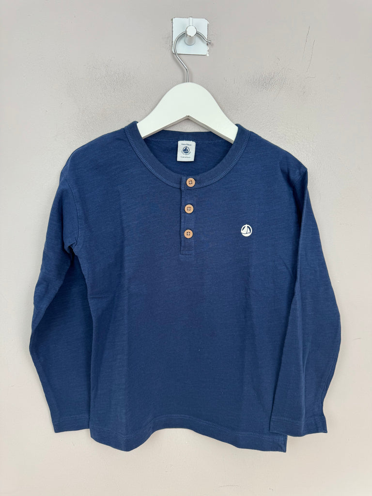 Secondhand Childrens Petit Bateau navy Henley top 6y