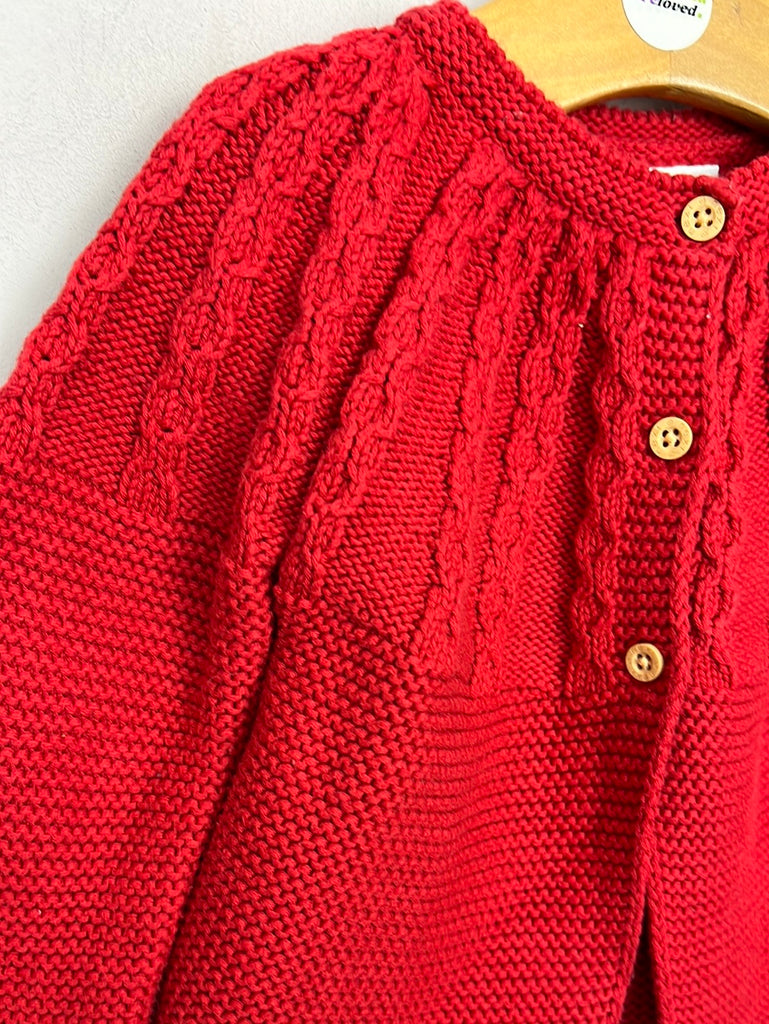 Pre loved baby Next red garter stitch cardigan 6-9m