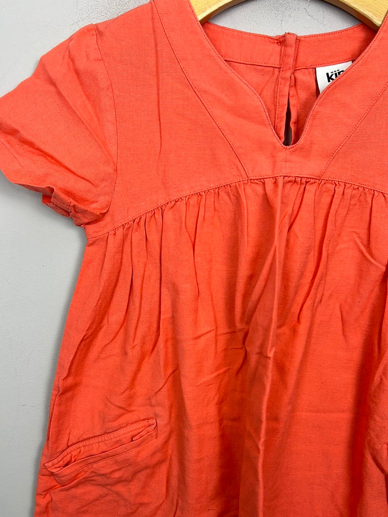 Preloved girls Kin @ John Lewis Orange Linen Dress 9y