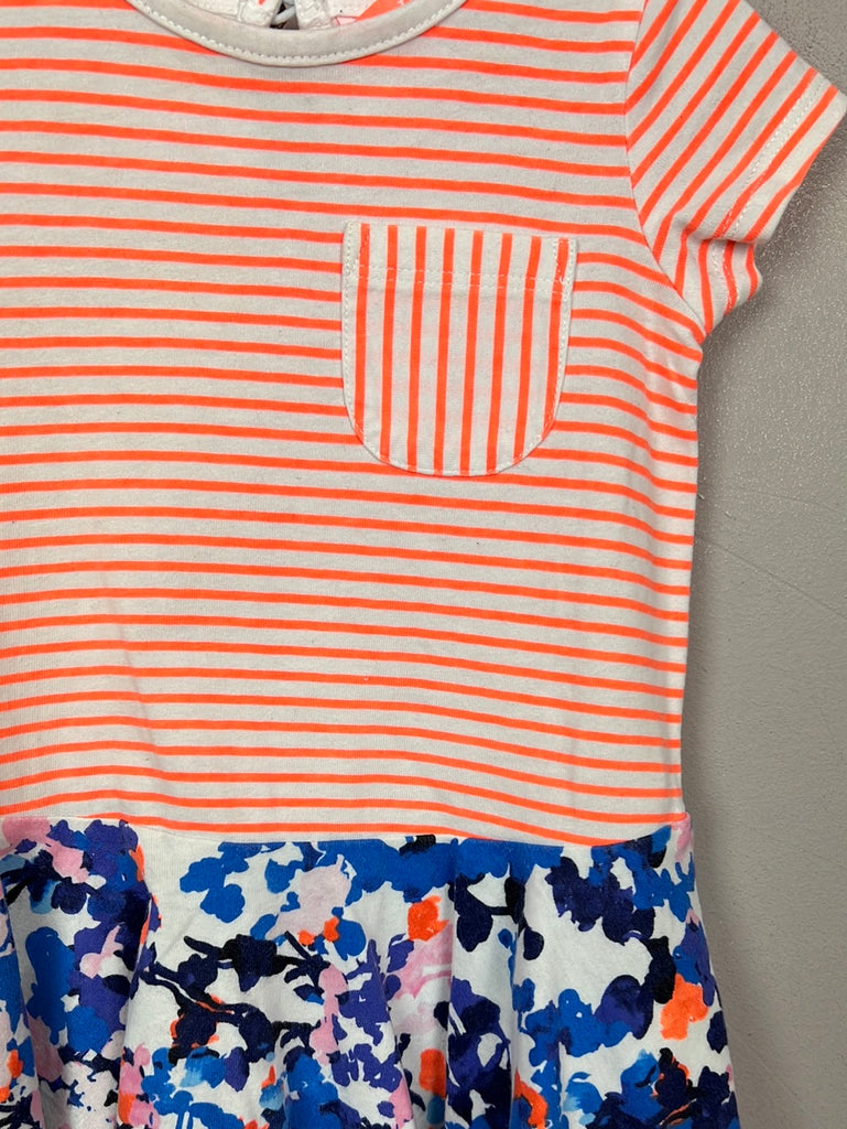 Secondhand baby Joules neon stripe split jersey dress 3-6m