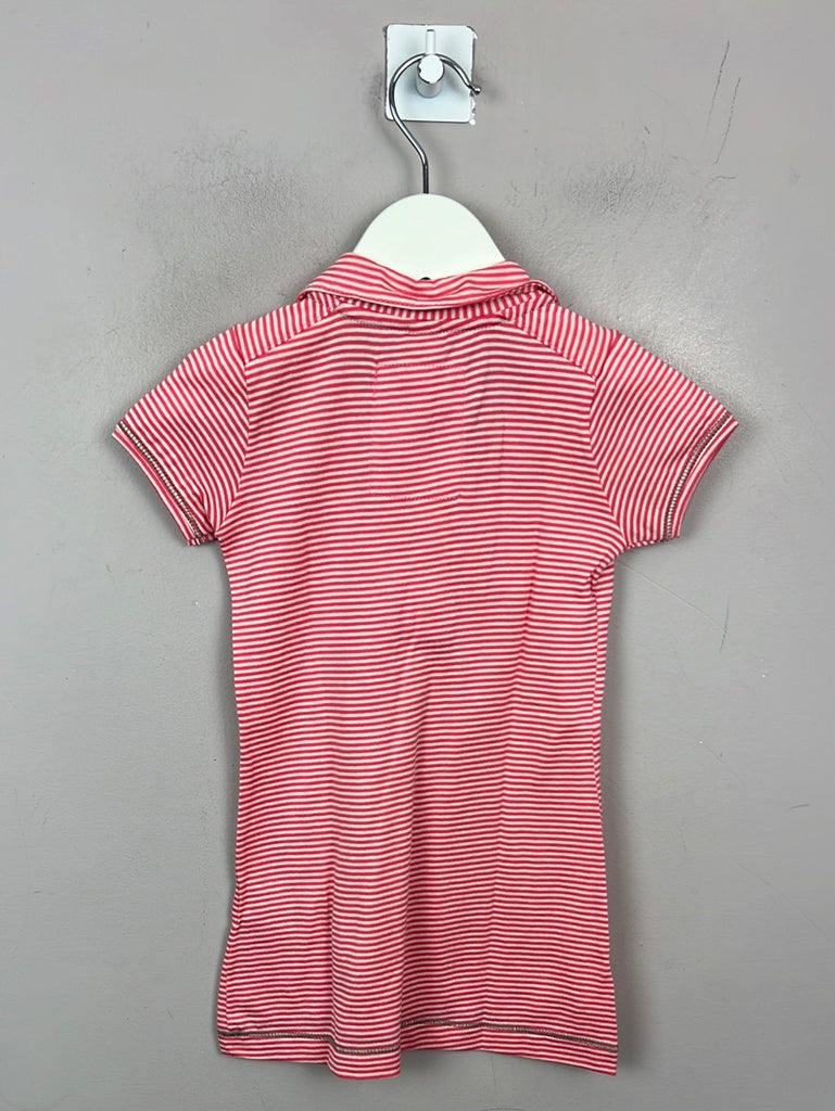 Preloved Petit Bateau coral stripe polo dress 12m