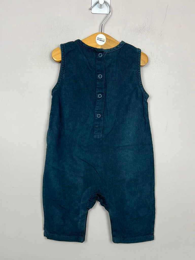 Second hand baby Little Green Radicals navy space cord dungarees 9-12m