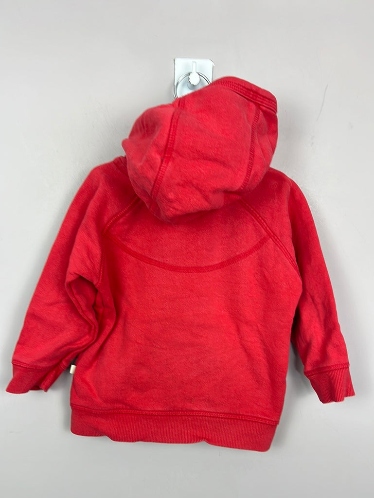 Frugi red dinosaur zip up hoodie 6-12m - Sweet Pea Preloved