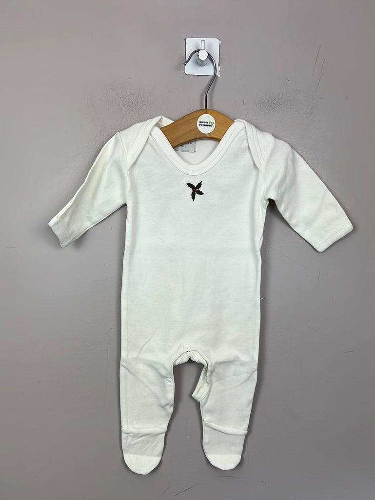 Lily Dennison Holly embroidered sleepsuit - Newborn