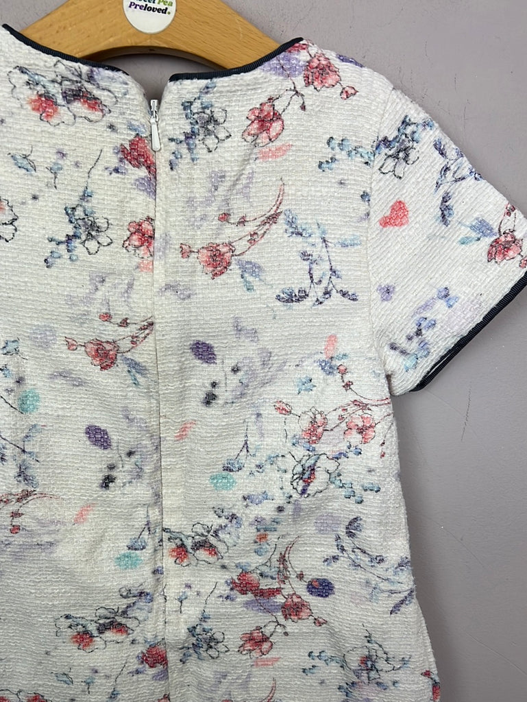 Pre Loved kids Next white floral texture weave dress 5y