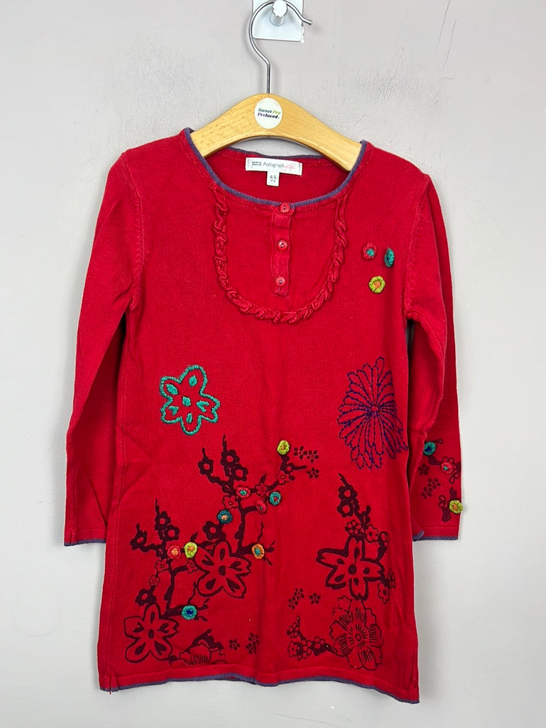 Secondhand kids Autograph red knit flower dress 4-5y