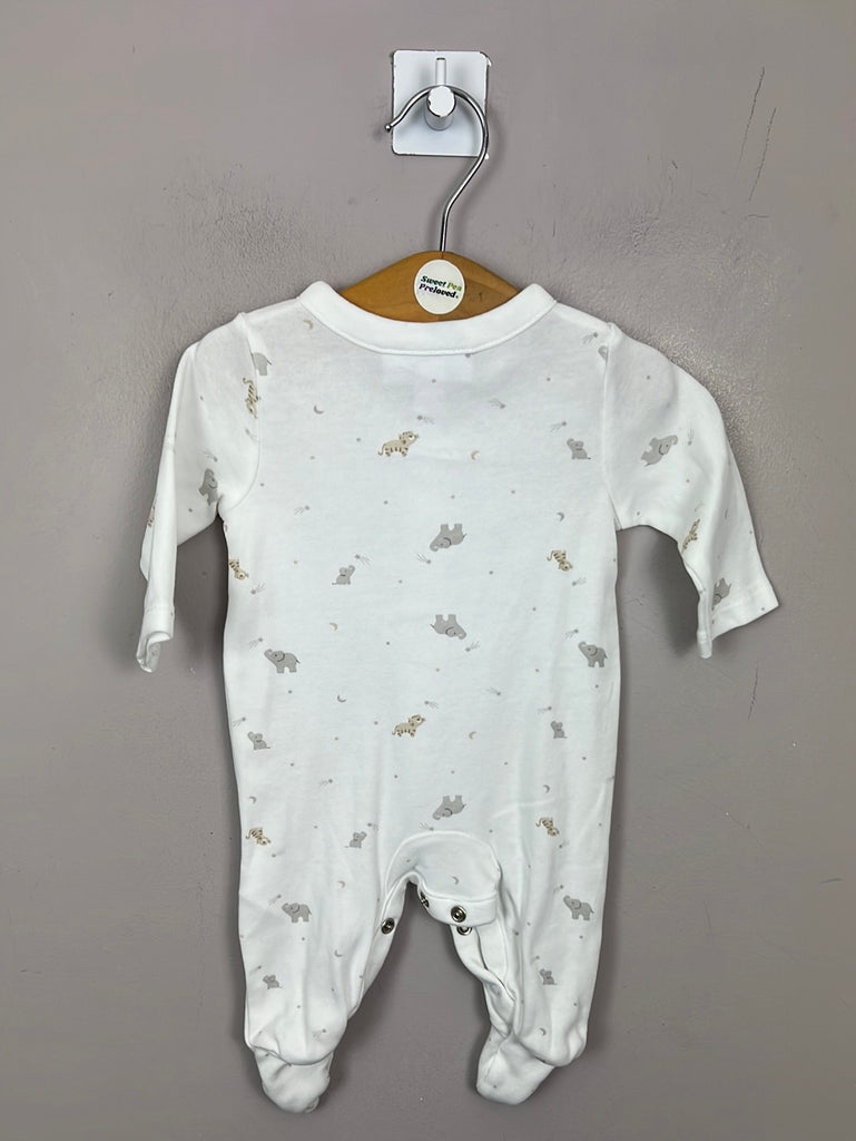 Little White Company elephant & tiger print sleepsuit - Newborn - Sweet Pea Preloved