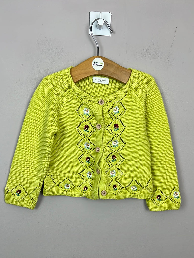 Pre loved baby Next lime embroidered cardigan 9-12m