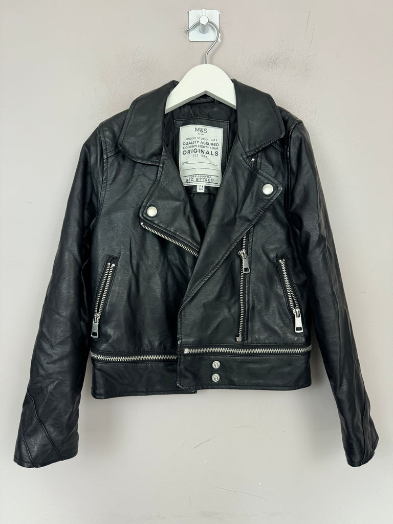 M&S Black Biker Jacket 7-8y - Sweet Pea Preloved