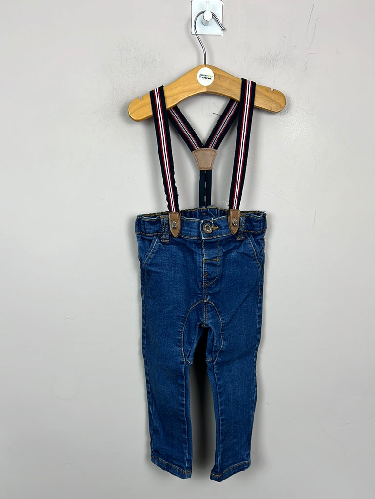 Secondhand baby Jasper Conran Jeans with braces 9-12m