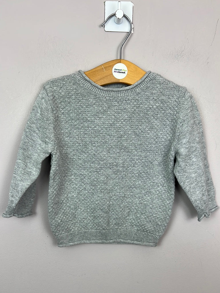 Second hand baby Next grey texture weave fine knit jumper 3-6m