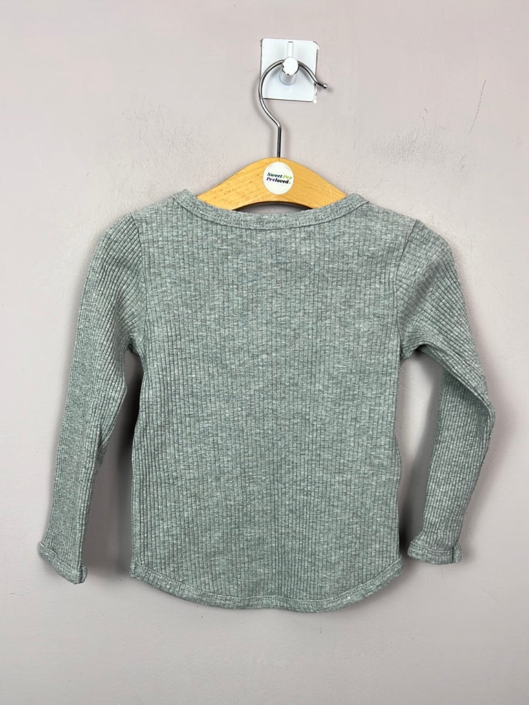 Second Hand Kids Bel & Bow grey ribbed top 3y