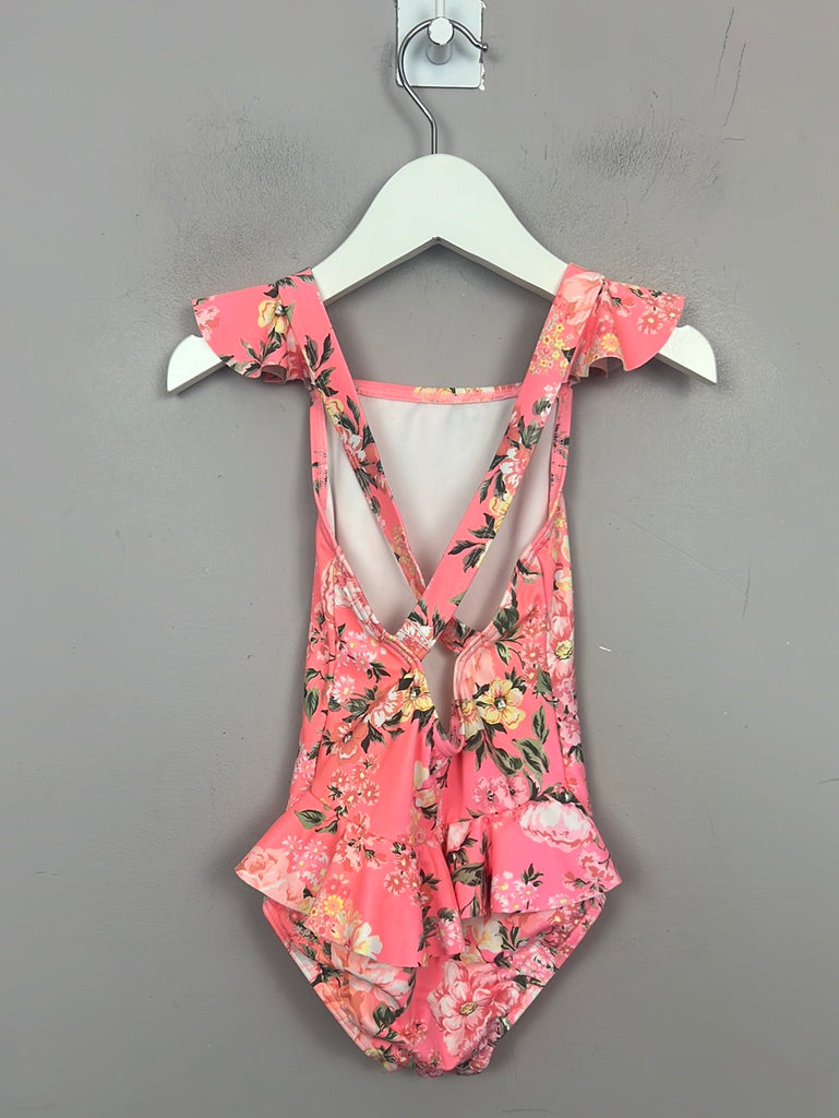 Preloved Seafolly neon floral cross back swimsuit