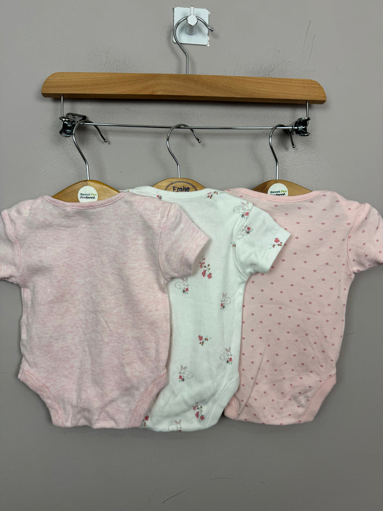 Secondhand Baby Next pink/white bunny bodysuits Up to 1 month