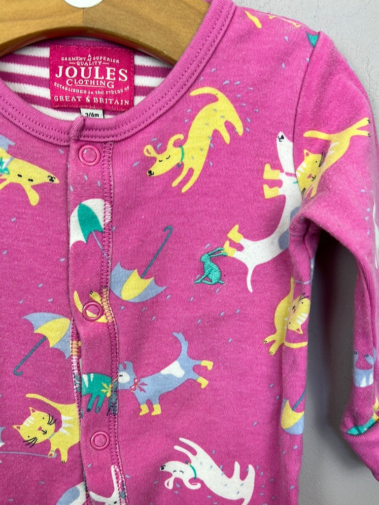Pre Loved baby Joules raining cats & dogs sleepsuit 3-6m