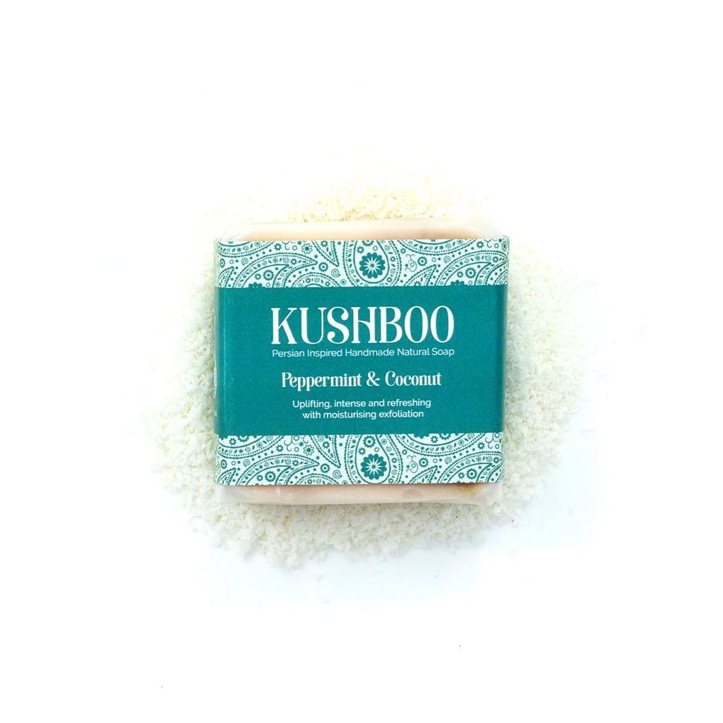 Kushboo Peppermint and Coconut Soap - Natural- Vegan - Uk
