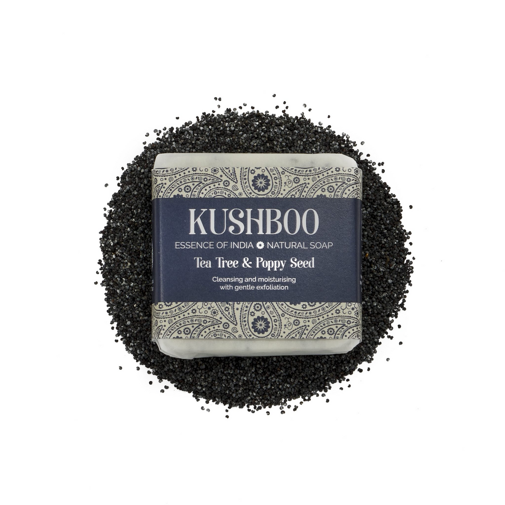 Kushboo Tea Tree and Poppy Seed Soap - Vegan - UK