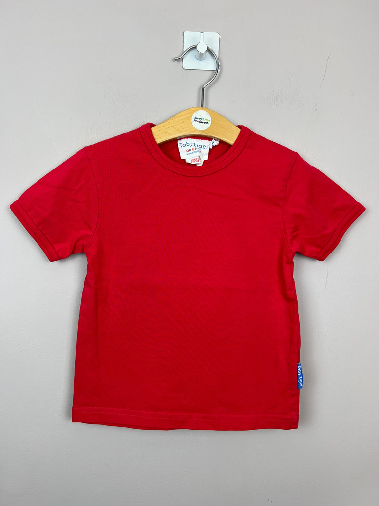 Toby Tiger Organic red short sleeve t-shirt
