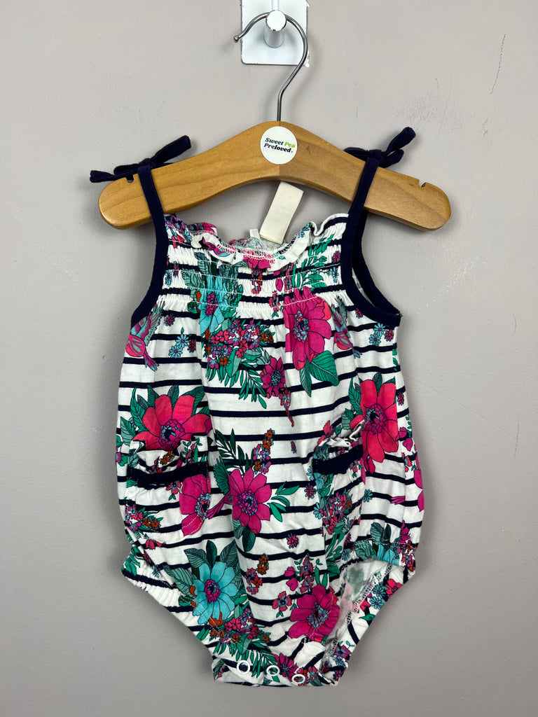 Second hand Baby Girl Monsoon floral jersey bubble romper - Sweet Pea Preloved Clothes