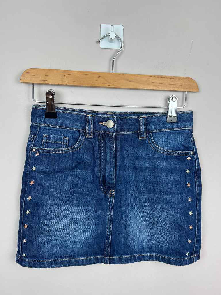 Second Hand girls Next denim skirt with embroidered stars 10y