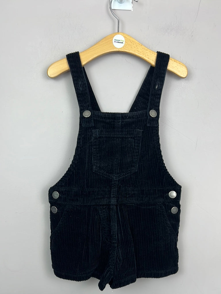 Second hand kids Next chunky black cord short dungarees 3y