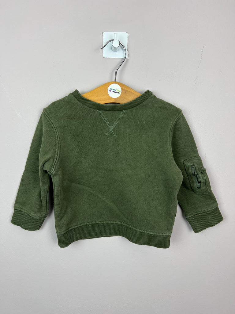 3-6m River Island olive sweatshirt - Sweet Pea Preloved Clothes