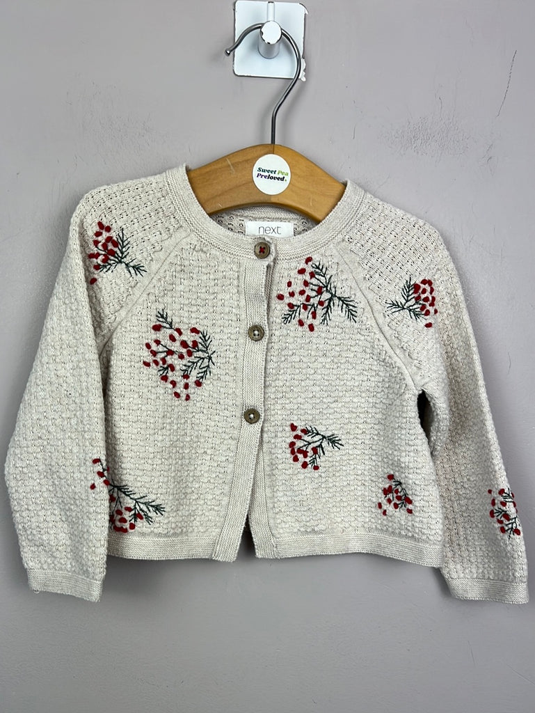 Second hand baby Next berry embroidered oat cardigan Cardigan 6-9m