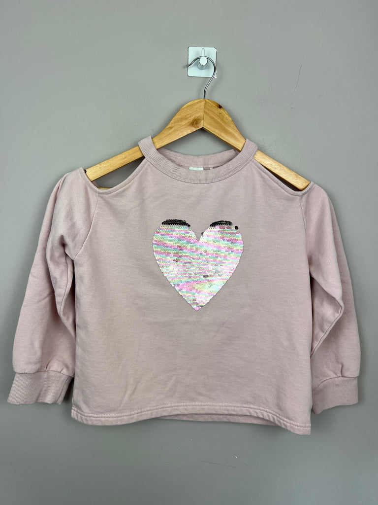 Next pink sequin heart cold shoulder sweatshirt 11y