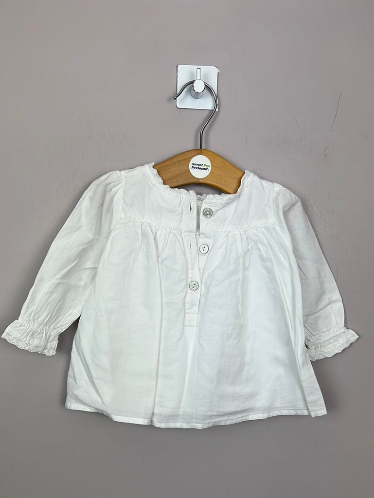 Pre Loved baby Next white embroidered long sleeve blouse 0-3m