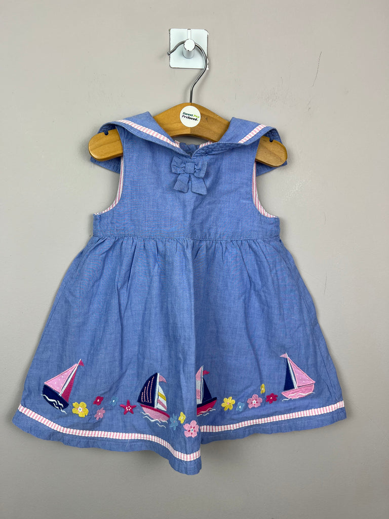 Second hand baby Jojo Maman Bebe blue sail boat dress - Sweet Pea Preloved Clothes