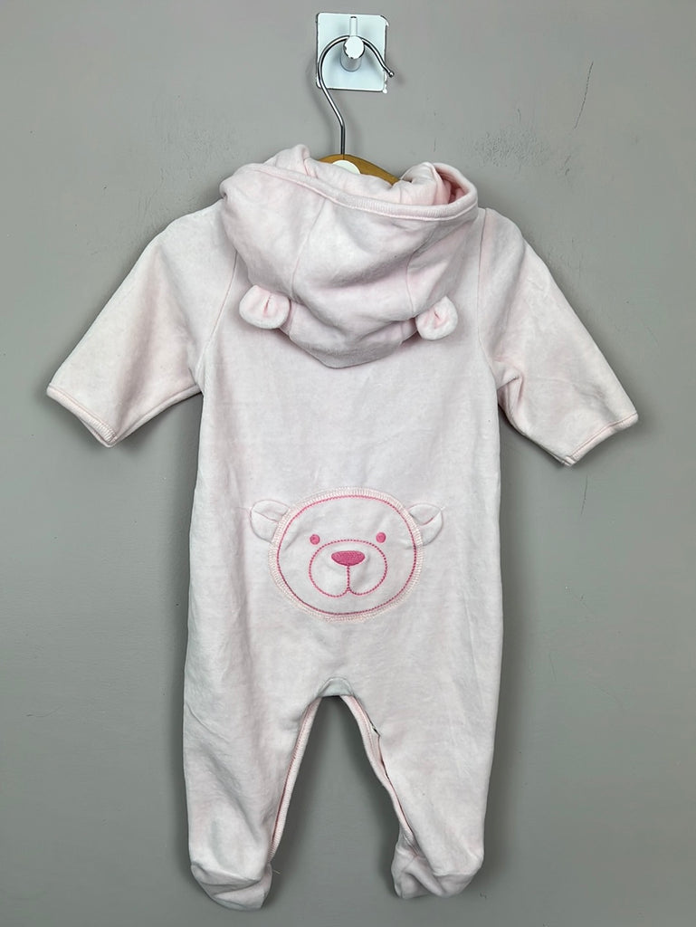 Second Hand baby Gap pink velour teddy romper 0-3m