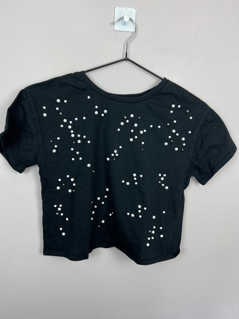 Second Hand Kids Next Black open back pearl boxy top 11y
