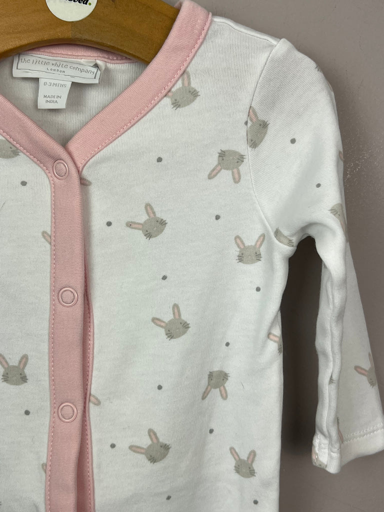 0-3m Little White Company white bunny sleepsuit - Sweet Pea Preloved Clothes