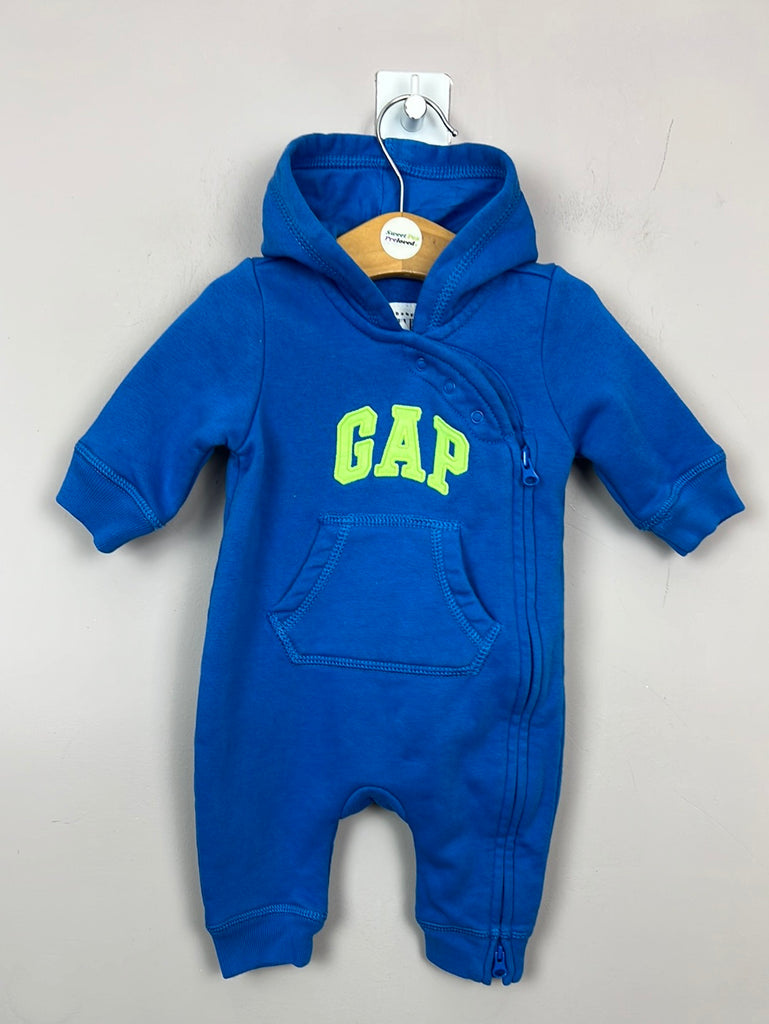 Second hand baby Gap blue romper with hood 0-3m - sweet pea Preloved children’s clothes 