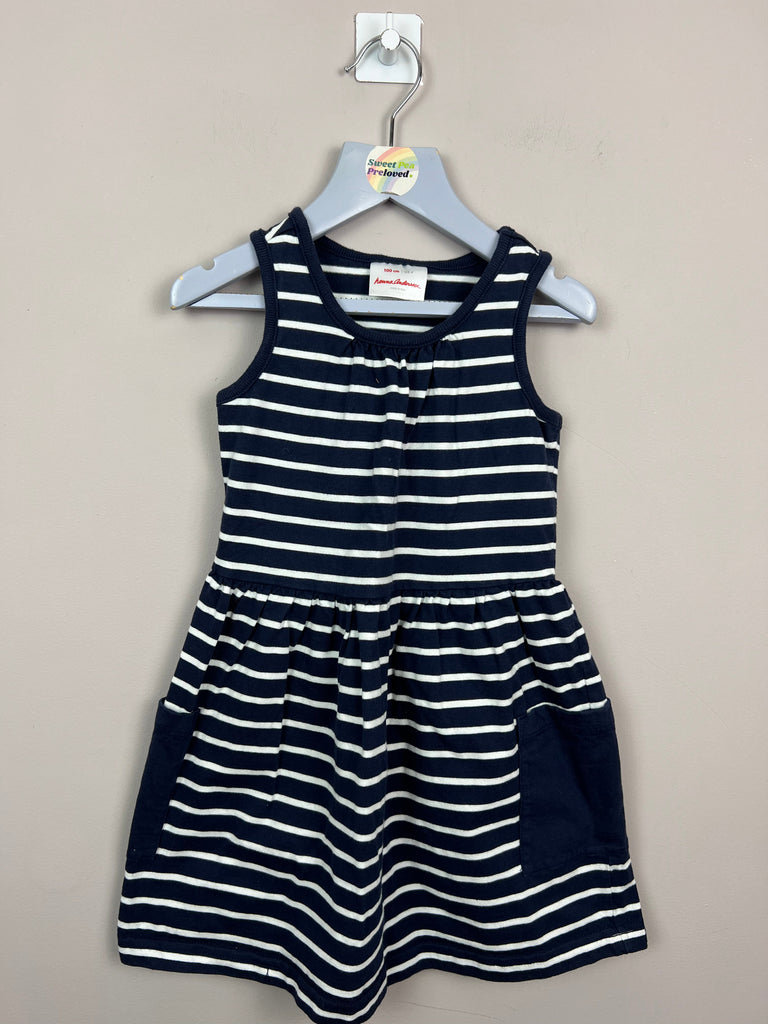 4y Hanna Andersson navy stripe dress - Sweet Pea Preloved Clothes