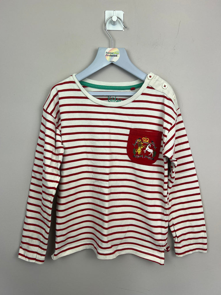 Second hand mini Boden red stripe long sleeve jersey top - Sweet Pea Preloved Clothes