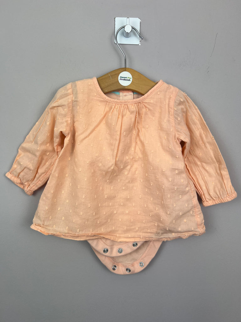 0-3m M&S peach cotton romper - Sweet Pea Preloved Clothes