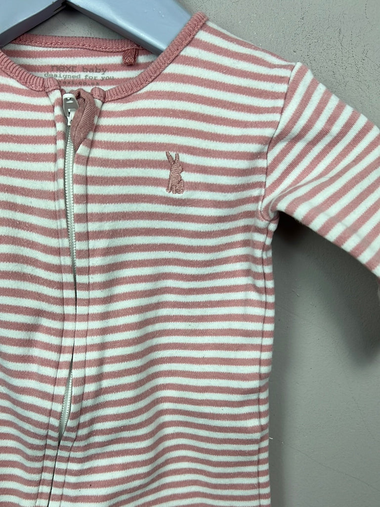 Next pink stripe/bunny zipped sleepsuits First Size