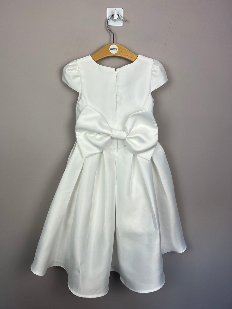 Monsoon white occasion dress with big bow to back 